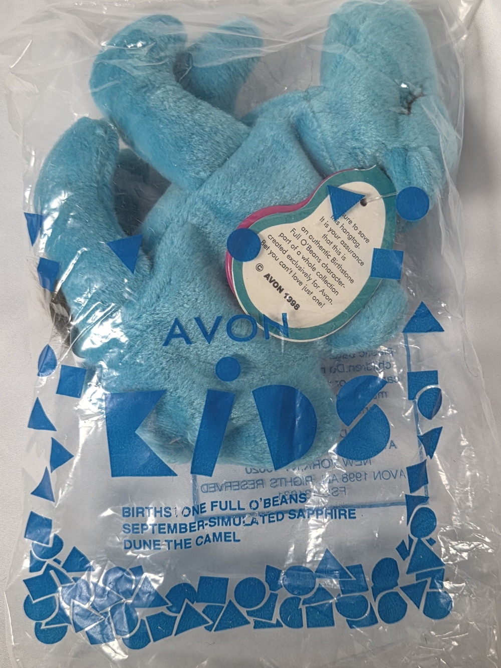 1999 Avon Kids‎ Full O Beans September Birthstone Dune the Camel Blue Beanie NIB